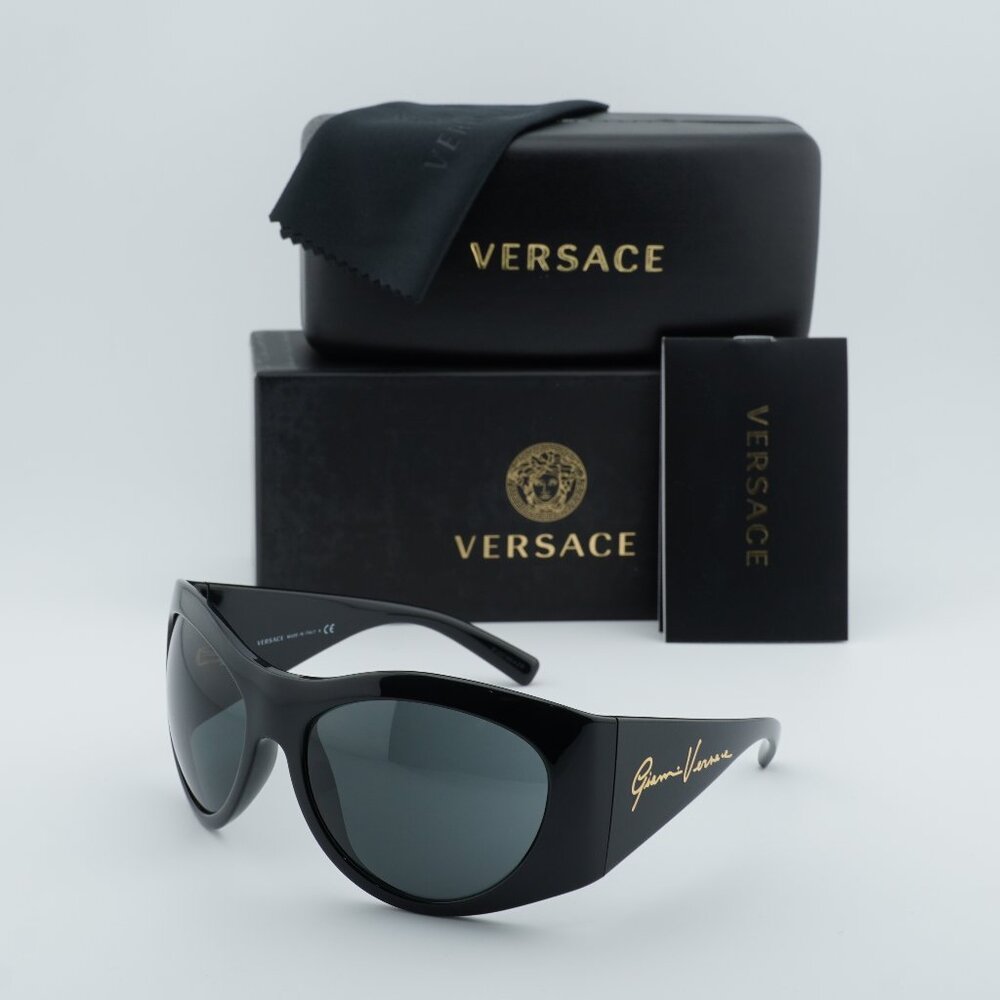 Versace VE4392 GB1/87 Oval Sunglasses – Black/Grey